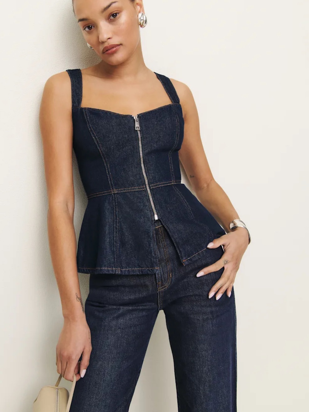 Reformation Zeta Denim Top